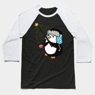 Little Penguin bringing a Christmas tree Baseball T-Shirt